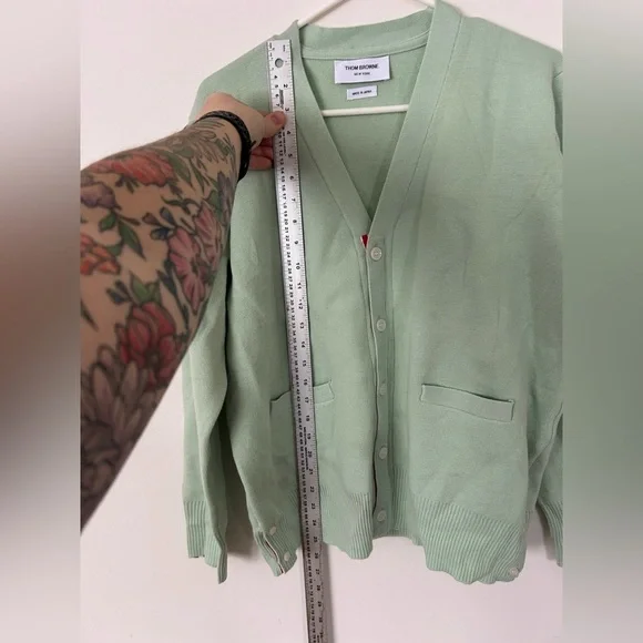 Thom Browne Women’s V-neck Casual Long-sleeved Cardigan Jacket Mint Size 2 - Picture 5 of 8